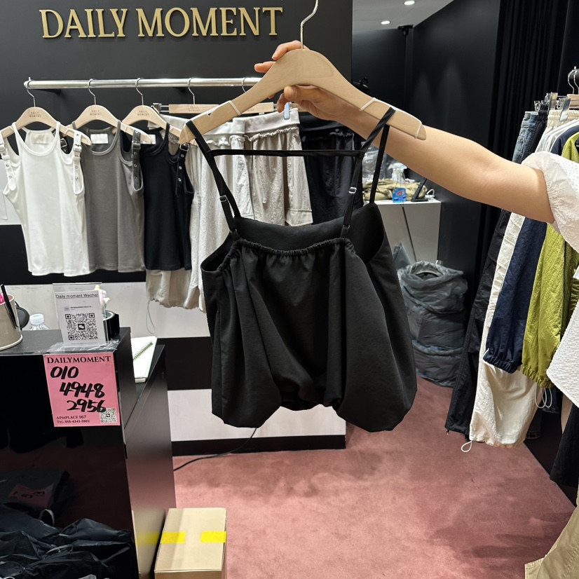 DAILY MOMENT韓國東大門直郵女裝新款休閑吊帶背心斜紋布DAILY MOMENT吊帶/背心