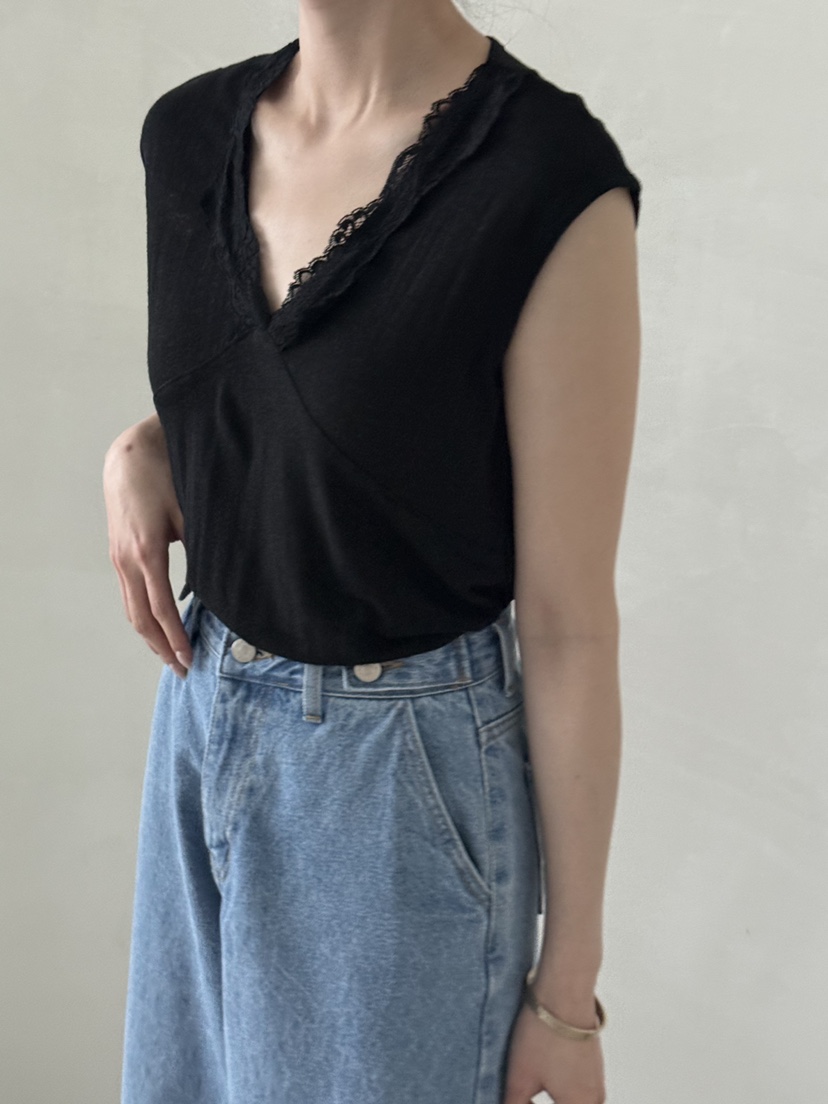 DEMAR韓國直郵女士新款26夏季職業人氣推薦吊帶背心蕾絲亞麻DEMAR吊帶/背心圖色2
