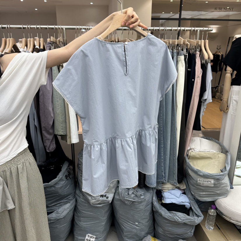 I MFACT韓國東大門代購女裝新款職業襯衫蕾絲衫泡泡袖蕾絲I MFACT襯衫/蕾絲衫