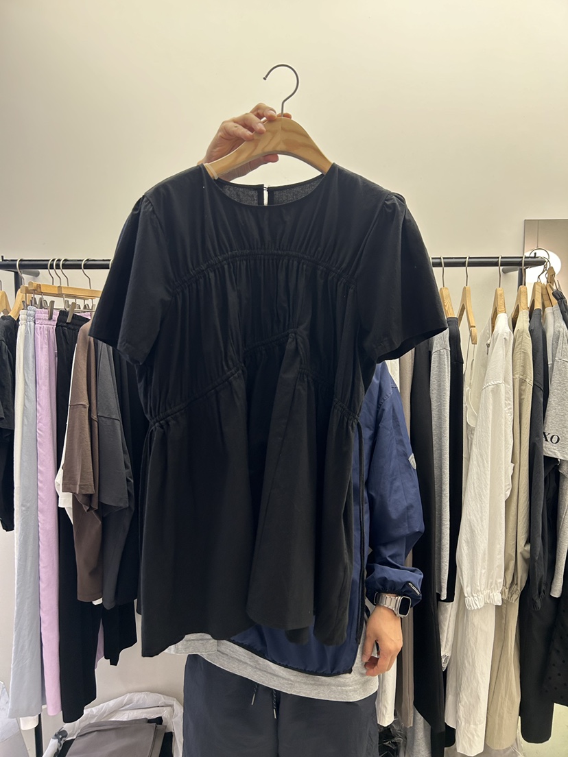 AS THOUGHT韓國代購女裝新品人氣時尚職業休閑T恤棉質褶皺AS THOUGHTT恤圖色3