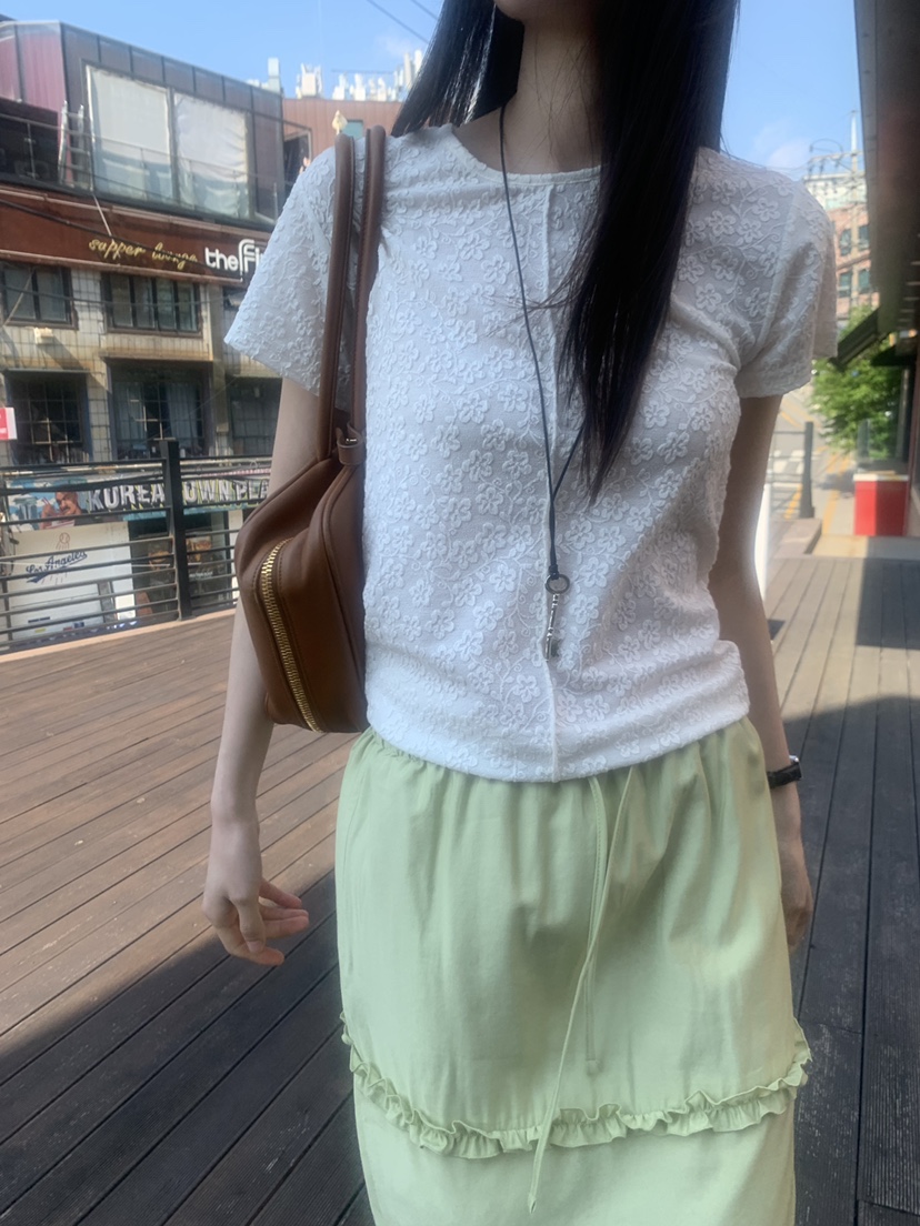 TRUE東大門實拍韓國女士新品人氣26夏季休閑26春夏T恤提花TRUET恤