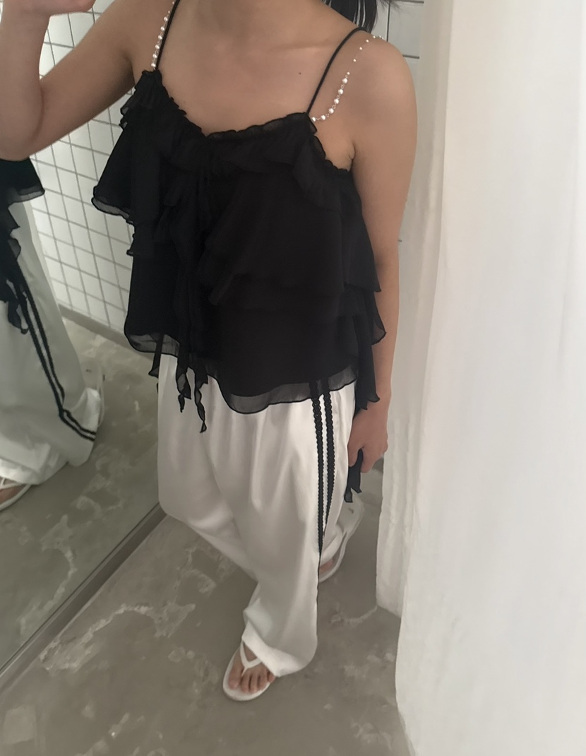 PAIRING韓國直郵女士新品26春夏推薦26夏季時尚休閑褲蕾絲PAIRING休閑褲