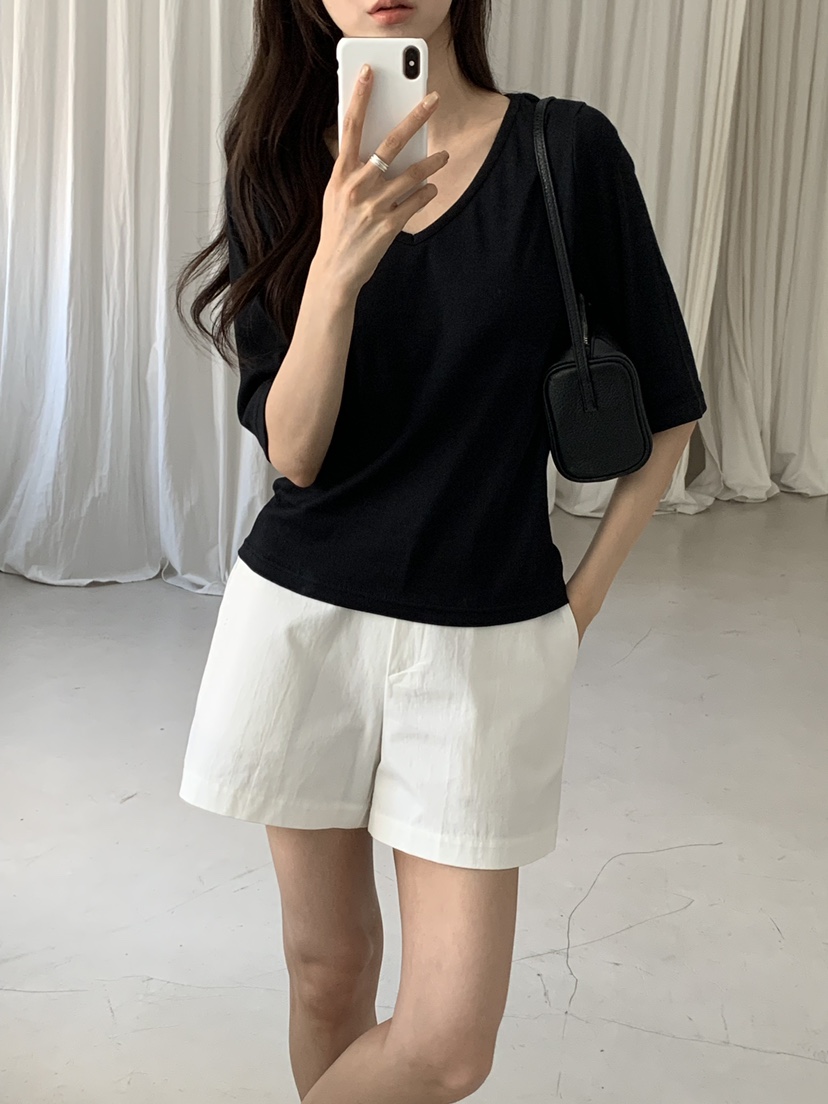 NOTICE韓國代購女裝新款時尚休閑26春夏推薦熱賣職業T恤V領NOTICET恤