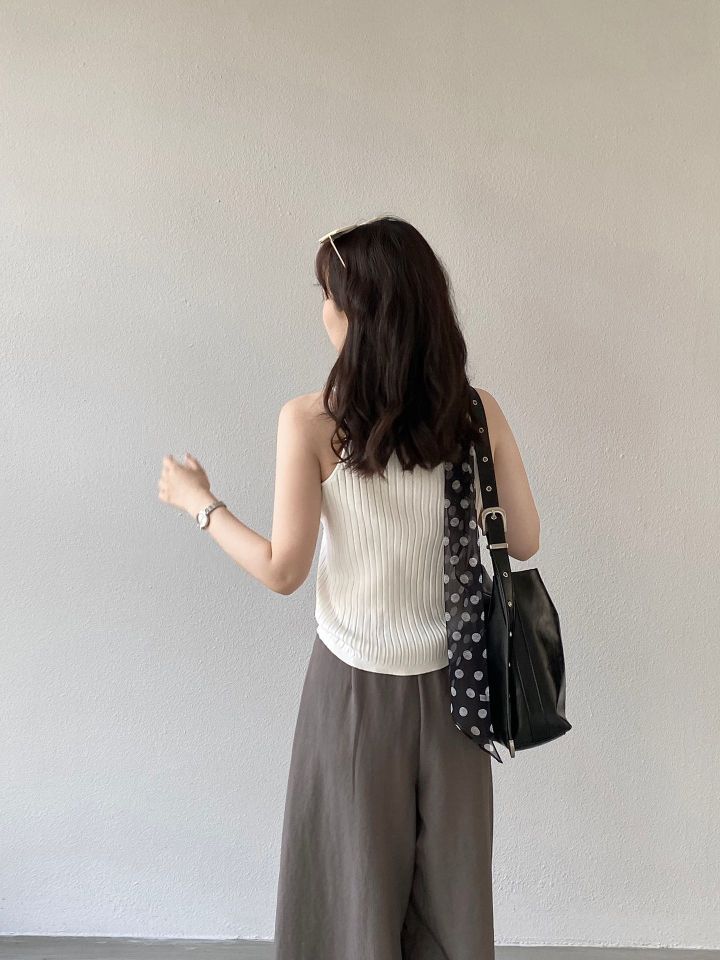STAY HERE韓國東大門代購女士新品休閑吊帶背心無袖針織衫羅紋STAY HERE吊帶/背心
