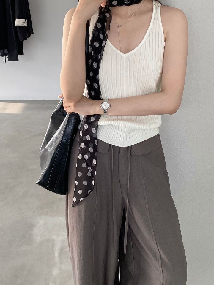STAY HERE韓國東大門代購女士新品休閑吊帶背心無袖針織衫羅紋STAY HERE吊帶/背心圖色3
