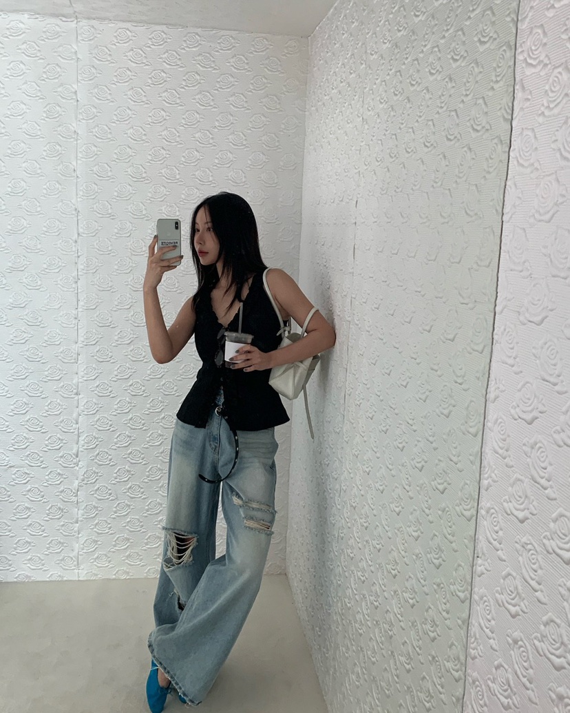 REVE CITE-L韓國東大門代購女士新品26夏季吊帶背心荷葉邊REVE CITE-L吊帶/背心