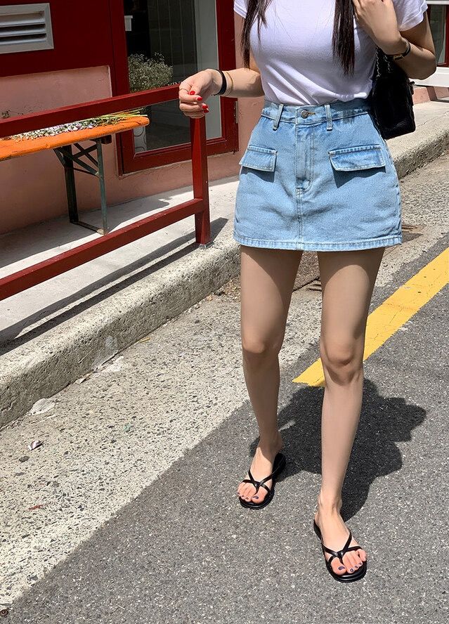 STAY HERE韓國東大門直郵女士新款26春夏推薦熱賣短裙口袋STAY HERE短裙圖色2