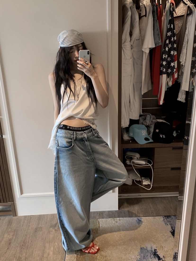OURWAVE/OUR ROOM韓國直郵女士新品熱賣休閑人氣牛仔褲Our Wave/Our Room牛仔褲