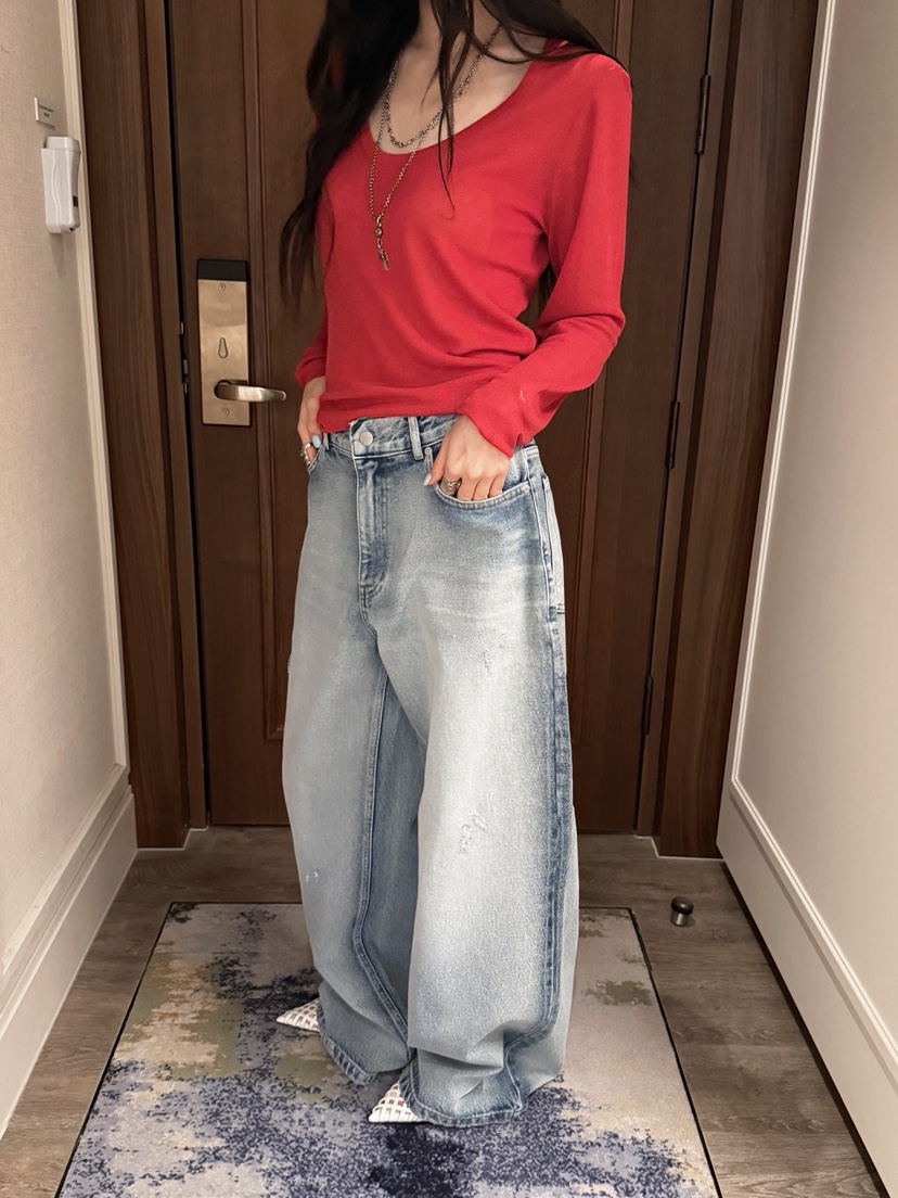 OURWAVE/OUR ROOM韓國直郵女士新品熱賣休閑人氣牛仔褲Our Wave/Our Room牛仔褲