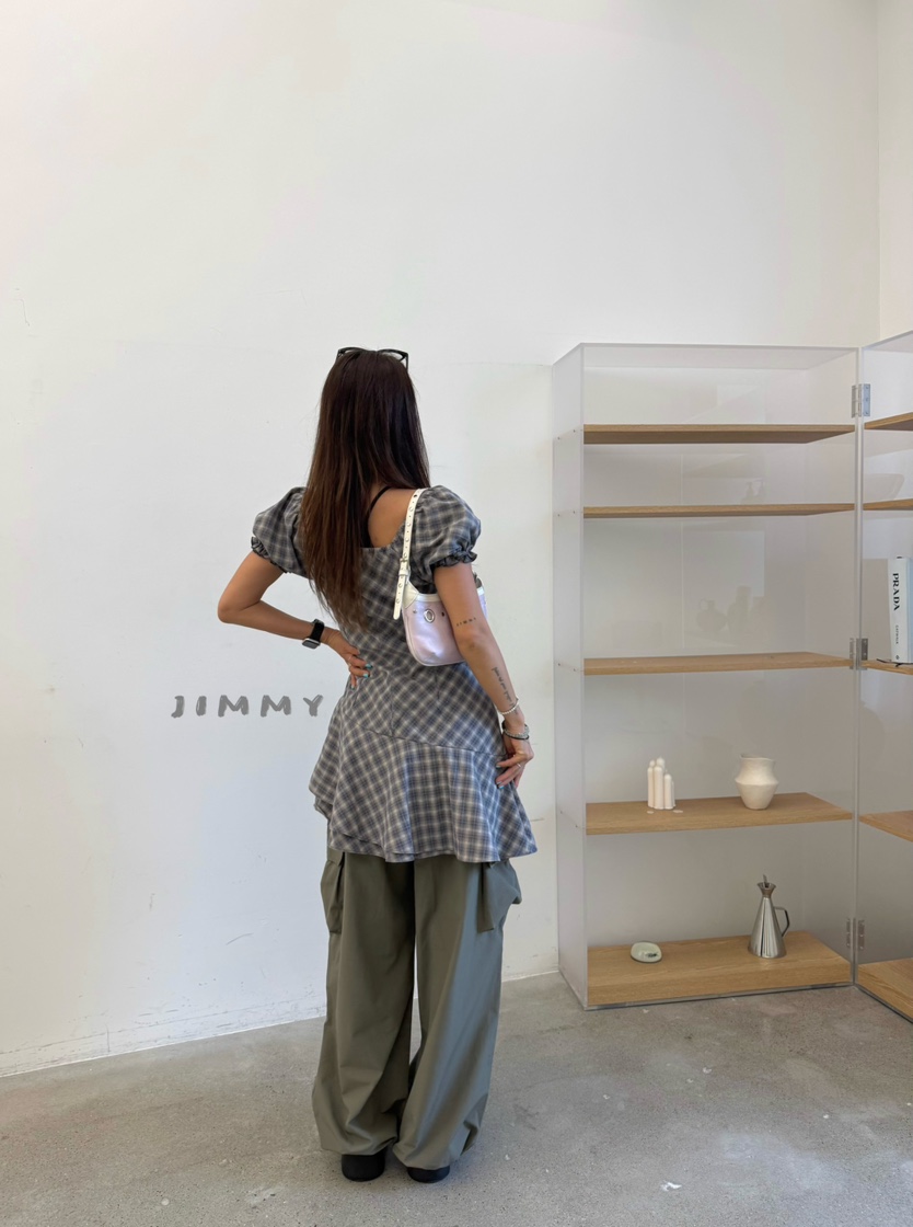 JIMMY韓國直郵女士新品休閑時尚人氣26春夏26夏季連衣裙格紋JIMMY/REMAKE連衣裙