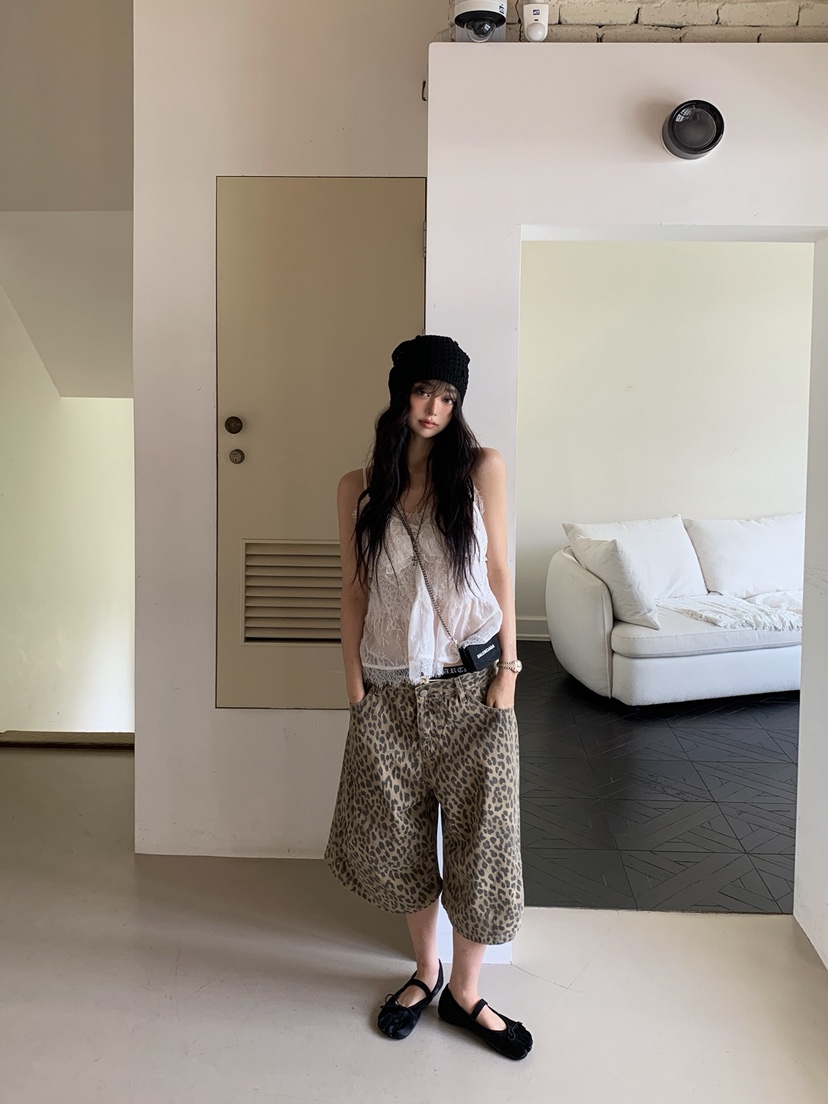 OURWAVE/OUR ROOM韓國東大門代購女士新品職業短褲豹紋Our Wave/Our Room短褲