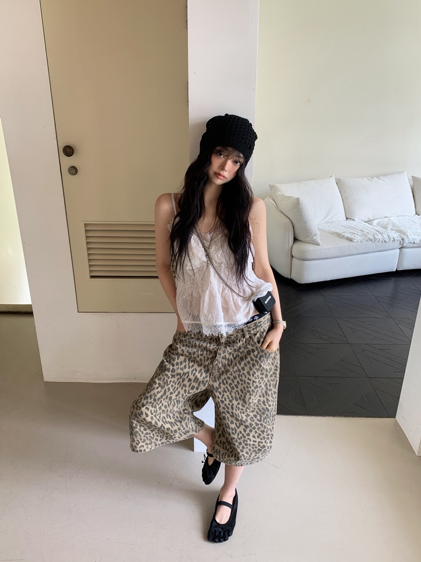 OURWAVE/OUR ROOM韓國東大門代購女士新品職業短褲豹紋Our Wave/Our Room短褲