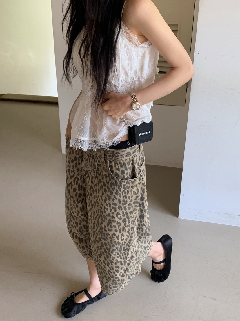 OURWAVE/OUR ROOM韓國東大門代購女士新品職業短褲豹紋Our Wave/Our Room短褲