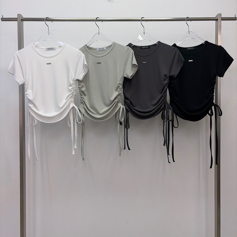 REVE CITE-L韓國直郵女裝新品26春夏休閑時尚T恤褶皺緞REVE CITE-LT恤