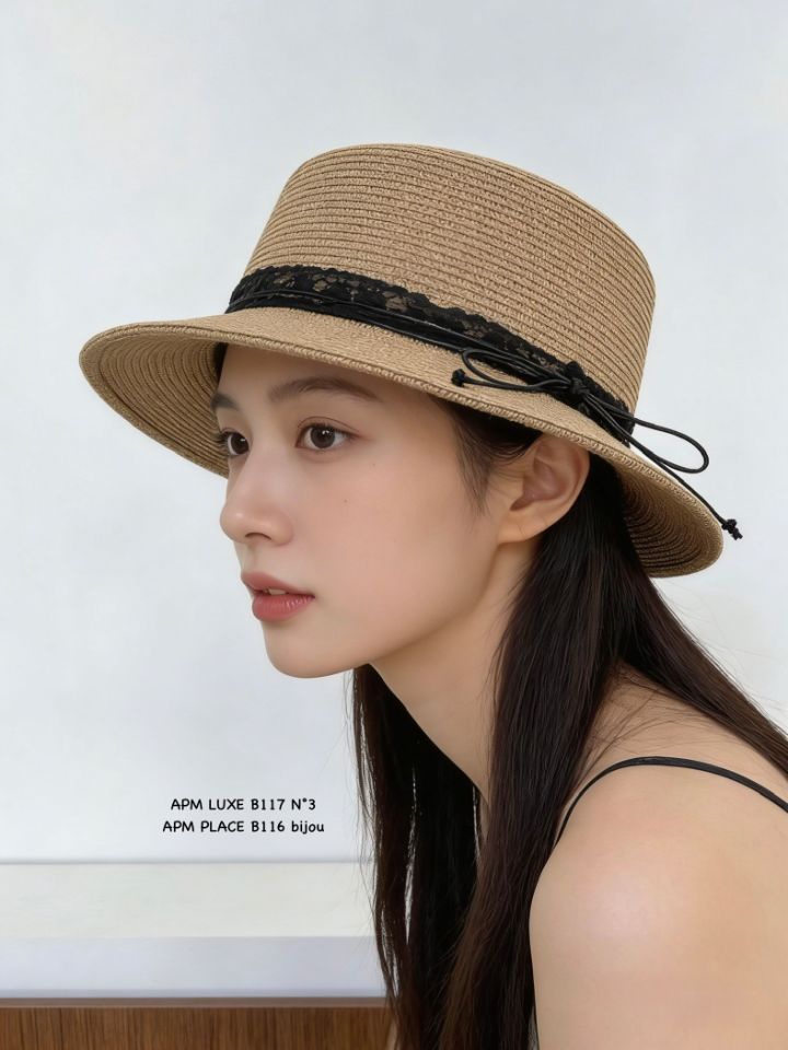 N3韓國直郵女士新品熱賣職業休閑26夏季26春夏帽子蕾絲絲帶N3帽子