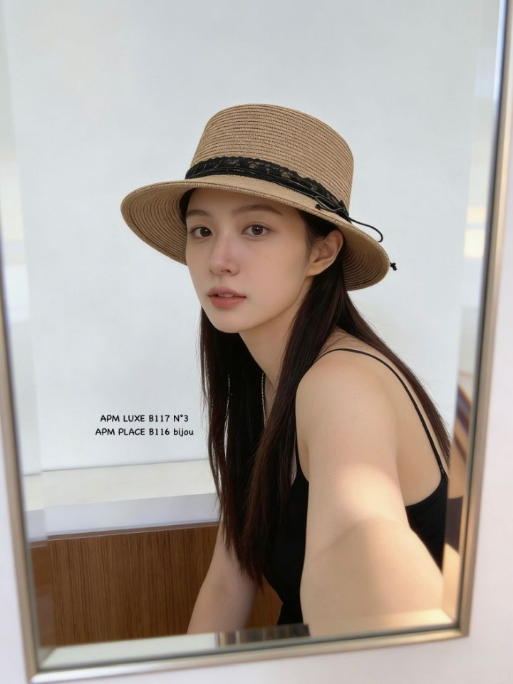 N3韓國直郵女士新品熱賣職業休閑26夏季26春夏帽子蕾絲絲帶N3帽子