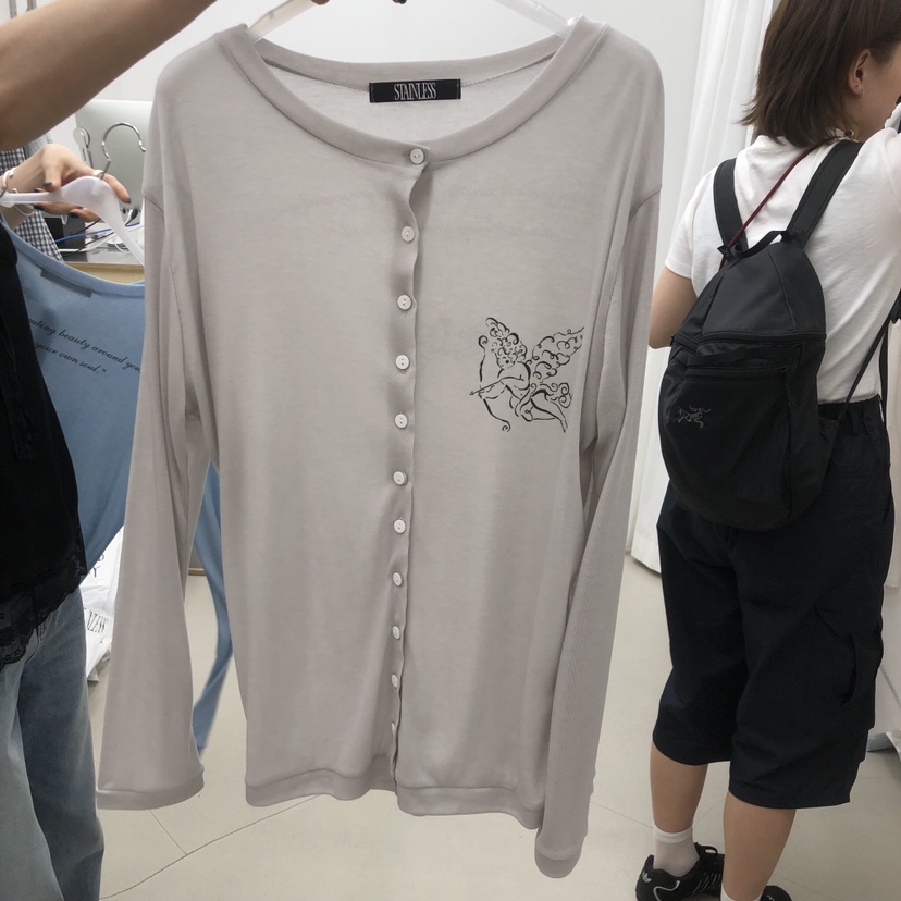 STAINLESS東大門實拍韓國女裝新品時尚推薦休閑長袖T恤開衫STAINLESS長袖T恤圖色2