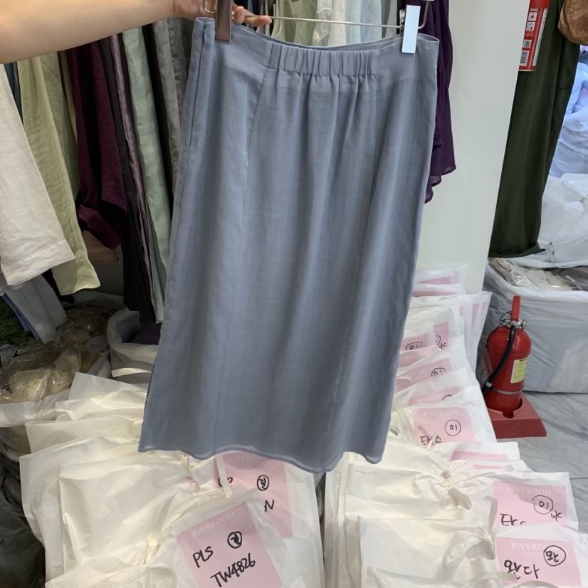 RIVEROOM韓國代購女士新款休閑26夏季職業半身裙中短裙亞麻RIVEROOM半身裙/中短裙