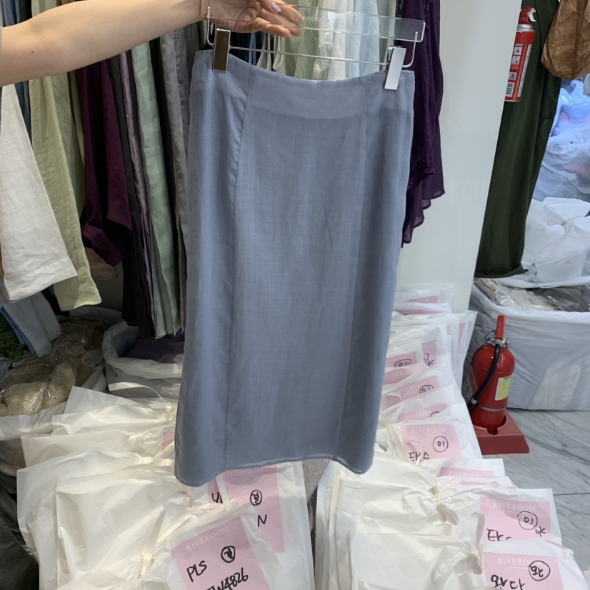 RIVEROOM韓國代購女士新款休閑26夏季職業半身裙中短裙亞麻RIVEROOM半身裙/中短裙圖色1