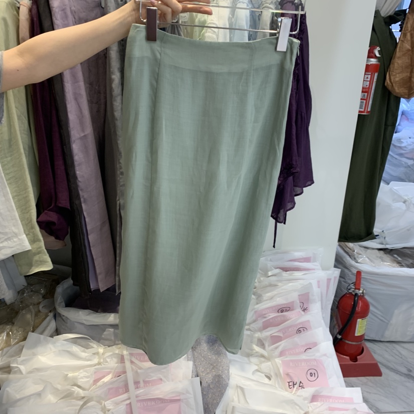 RIVEROOM韓國代購女士新款休閑26夏季職業半身裙中短裙亞麻RIVEROOM半身裙/中短裙圖色3