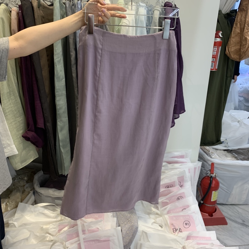 RIVEROOM韓國代購女士新款休閑26夏季職業半身裙中短裙亞麻RIVEROOM半身裙/中短裙圖色4