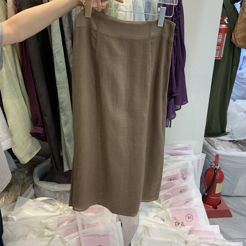 RIVEROOM韓國代購女士新款休閑26夏季職業半身裙中短裙亞麻RIVEROOM半身裙/中短裙圖色5