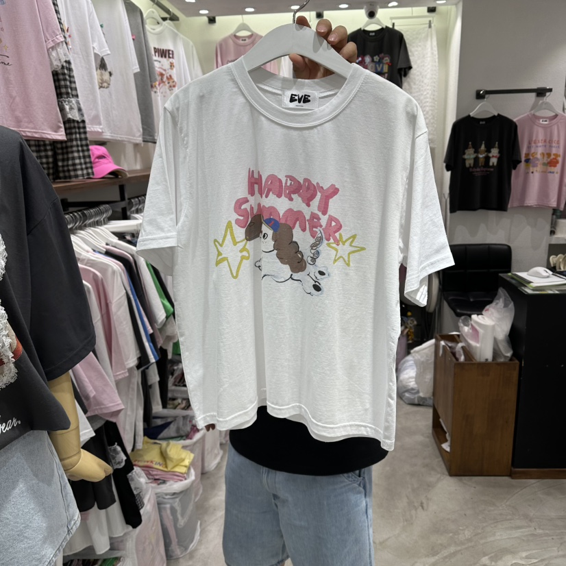 EVE韓國直郵女裝新品休閑時尚26春夏職業推薦熱賣人氣T恤EVET恤圖色1