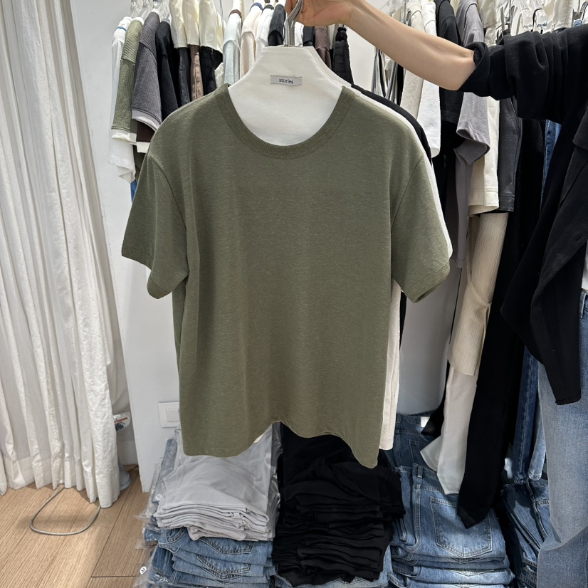 STORIES韓國東大門直郵女士新品26春夏時尚休閑T恤亞麻布STORIEST恤圖色5