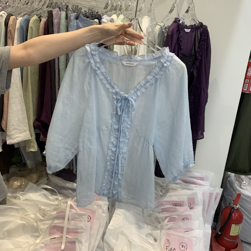 RIVEROOM韓國直郵女士新品人氣休閑26春夏襯衫蕾絲衫不含內搭RIVEROOM襯衫/蕾絲衫圖色2