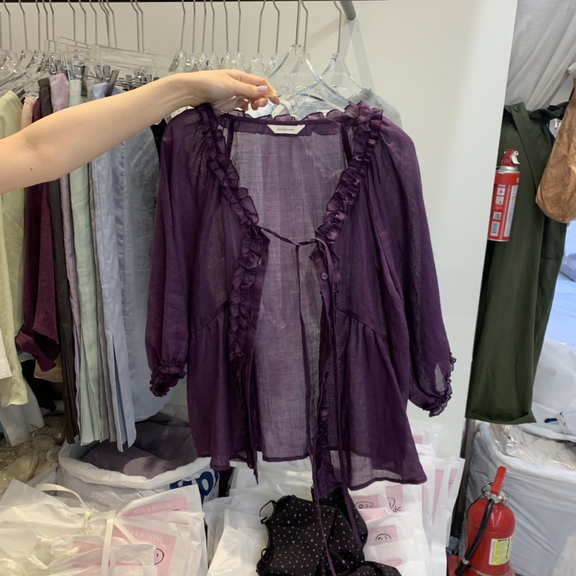 RIVEROOM韓國直郵女士新品人氣休閑26春夏襯衫蕾絲衫不含內搭RIVEROOM襯衫/蕾絲衫圖色4