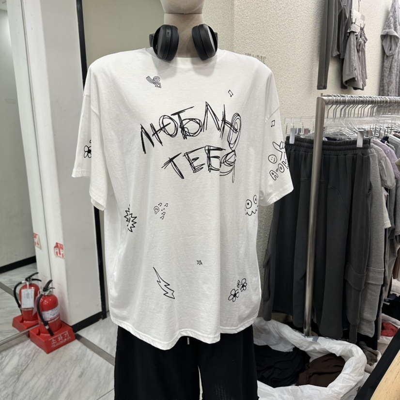 MAGOT韓國直郵實拍女裝新品26春夏熱賣職業時尚休閑T恤涂鴉IIIΛGOT/MAGOTT恤圖色1