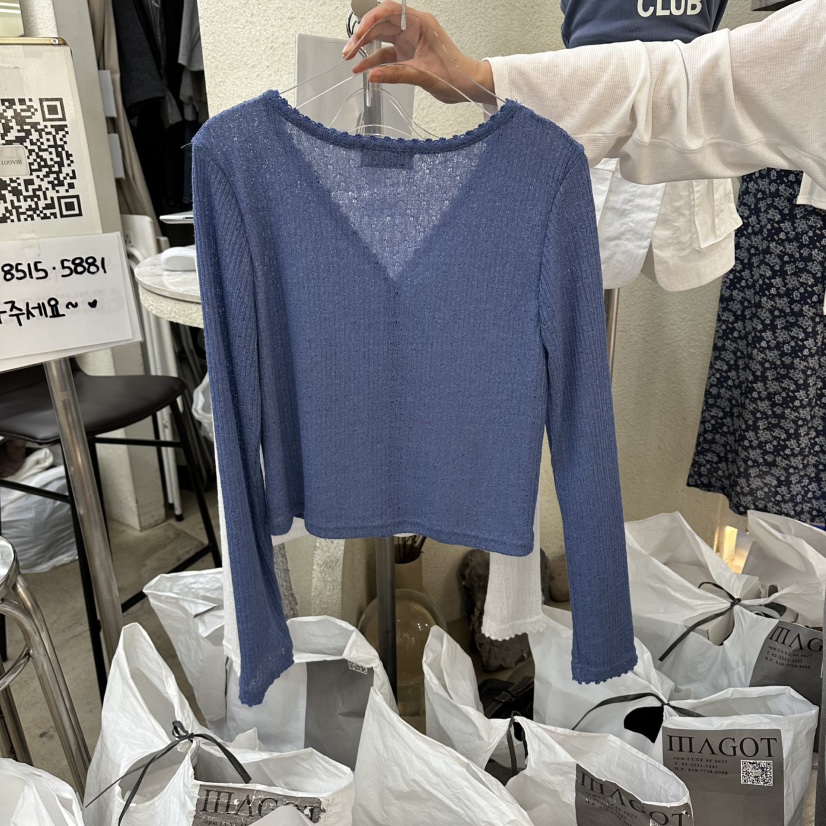 MAGOT韓國直郵女裝新款休閑熱賣26春夏時尚26夏季針織衫刺繡IIIΛGOT/MAGOT針織衫