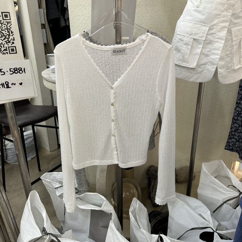 MAGOT韓國直郵女裝新款休閑熱賣26春夏時尚26夏季針織衫刺繡IIIΛGOT/MAGOT針織衫圖色1