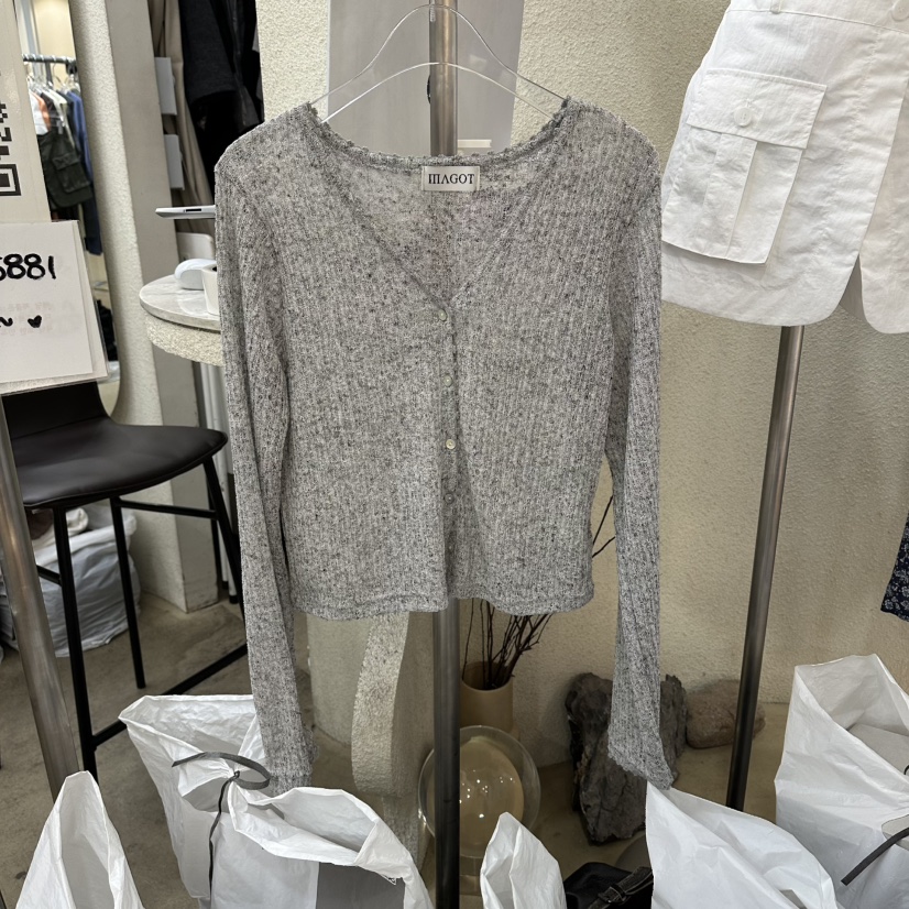 MAGOT韓國直郵女裝新款休閑熱賣26春夏時尚26夏季針織衫刺繡IIIΛGOT/MAGOT針織衫圖色2