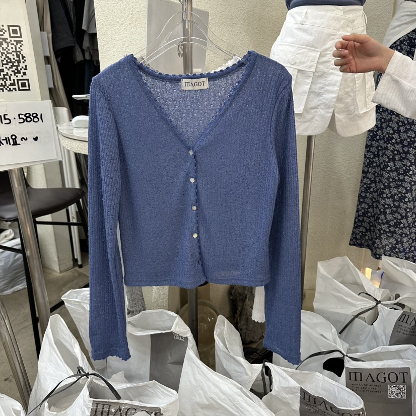 MAGOT韓國直郵女裝新款休閑熱賣26春夏時尚26夏季針織衫刺繡IIIΛGOT/MAGOT針織衫圖色3