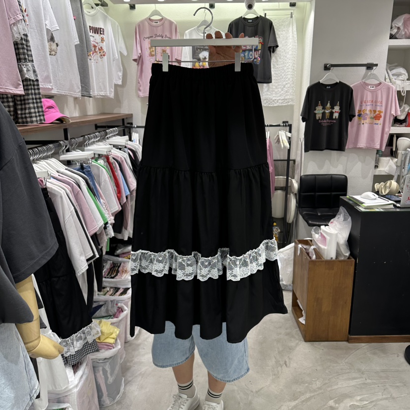EVE韓國東大門直郵女士新品推薦人氣職業休閑26春夏長裙蕾絲花EVE長裙圖色2