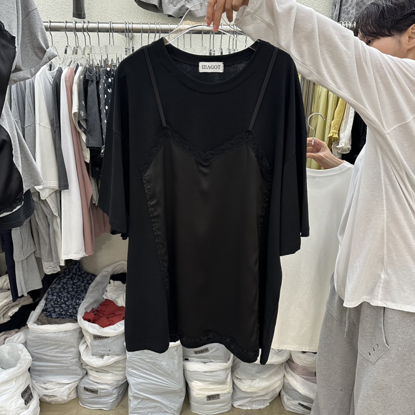 MAGOT韓國直郵女士新款熱賣時尚人氣推薦26夏季T恤假兩件IIIΛGOT/MAGOTT恤圖色2