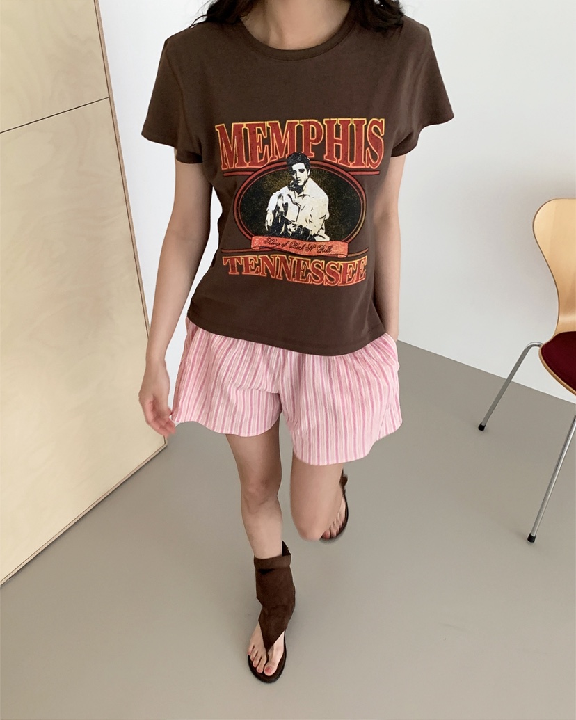 LIVE AID-P韓國東大門直郵女士新品26夏季26春夏休閑T恤LIVE AID-PT恤