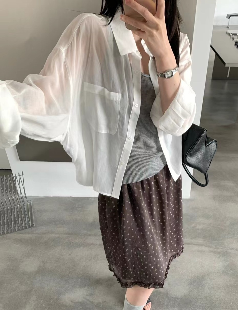 OLA韓國東大門代購女裝新品推薦26夏季襯衫蕾絲衫不含內搭口袋mellor/OLA襯衫/蕾絲衫