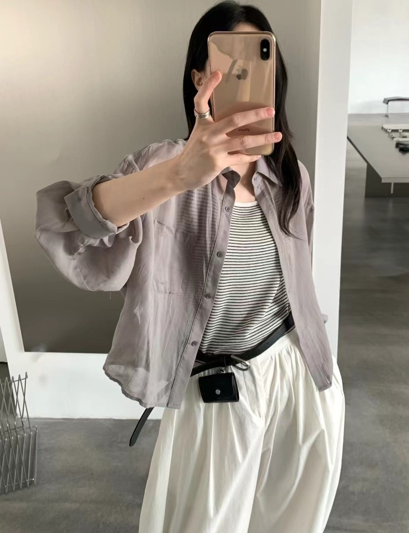 OLA韓國東大門代購女裝新品推薦26夏季襯衫蕾絲衫不含內搭口袋mellor/OLA襯衫/蕾絲衫