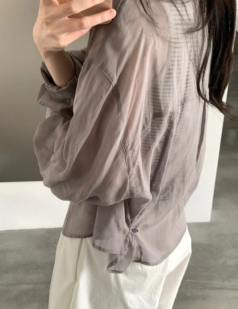 OLA韓國東大門代購女裝新品推薦26夏季襯衫蕾絲衫不含內搭口袋mellor/OLA襯衫/蕾絲衫