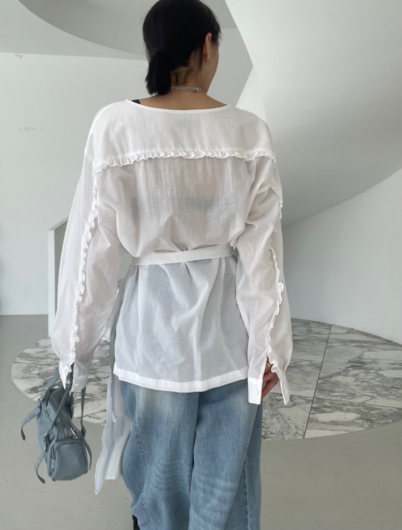 REIZ韓國直郵女士新款時尚休閑職業熱賣26春夏襯衫蕾絲衫圍巾REIZ襯衫/蕾絲衫
