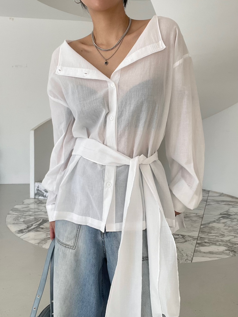REIZ韓國直郵女士新款時尚休閑職業熱賣26春夏襯衫蕾絲衫圍巾REIZ襯衫/蕾絲衫
