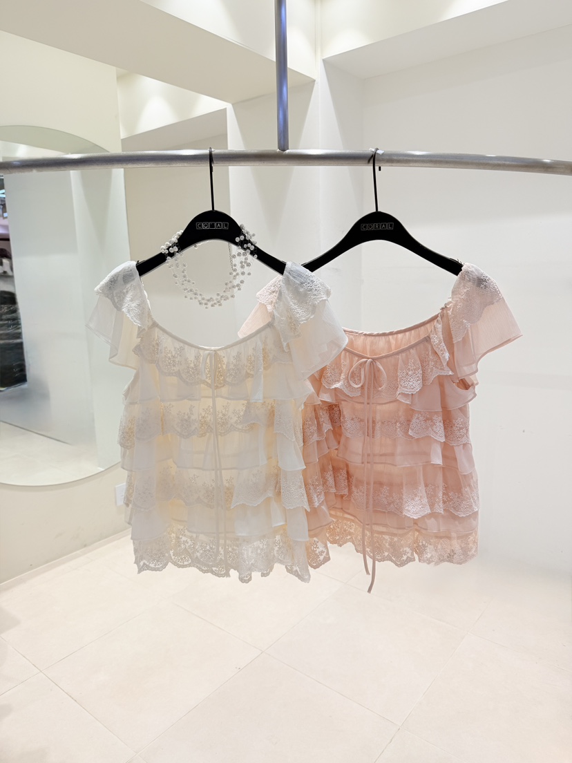 CORAL韓國直郵實拍女士新品26春夏休閑時尚26夏季襯衫蕾絲衫CORAL襯衫/蕾絲衫