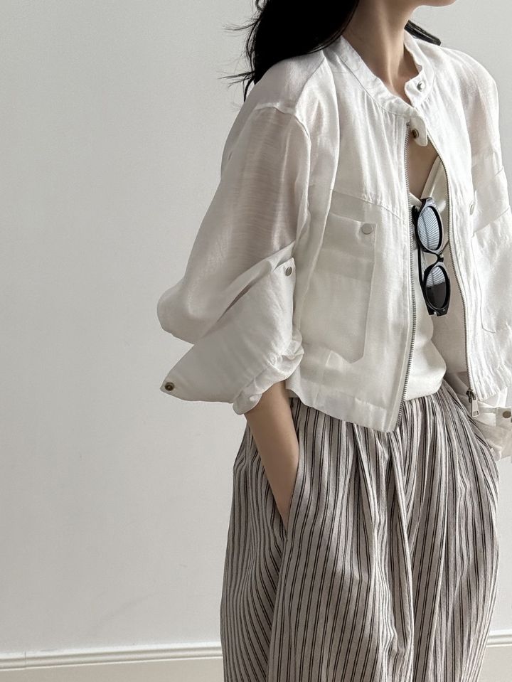 STAY HERE韓國直郵實拍女裝新品26春夏26夏季夾克口袋亞麻STAY HERE夾克
