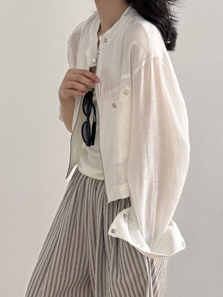 STAY HERE韓國直郵實拍女裝新品26春夏26夏季夾克口袋亞麻STAY HERE夾克