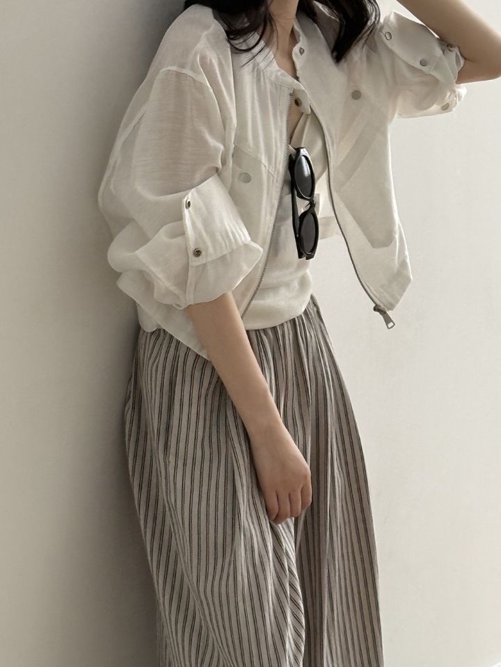 STAY HERE韓國直郵實拍女裝新品26春夏26夏季夾克口袋亞麻STAY HERE夾克