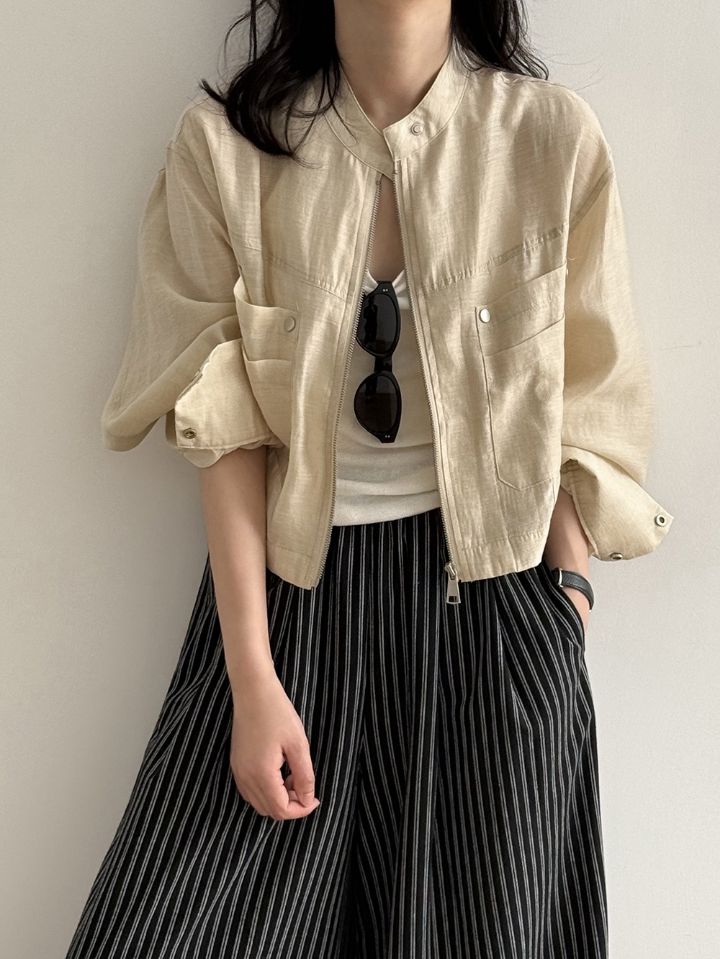 STAY HERE韓國直郵實拍女裝新品26春夏26夏季夾克口袋亞麻STAY HERE夾克圖色1
