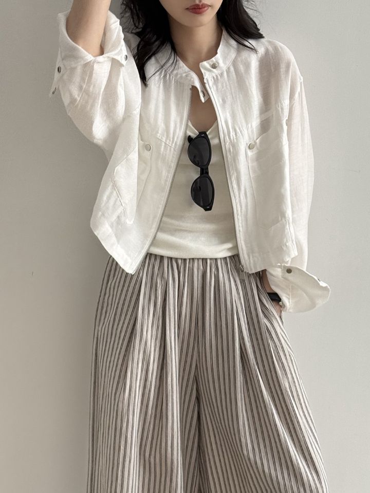 STAY HERE韓國直郵實拍女裝新品26春夏26夏季夾克口袋亞麻STAY HERE夾克圖色2
