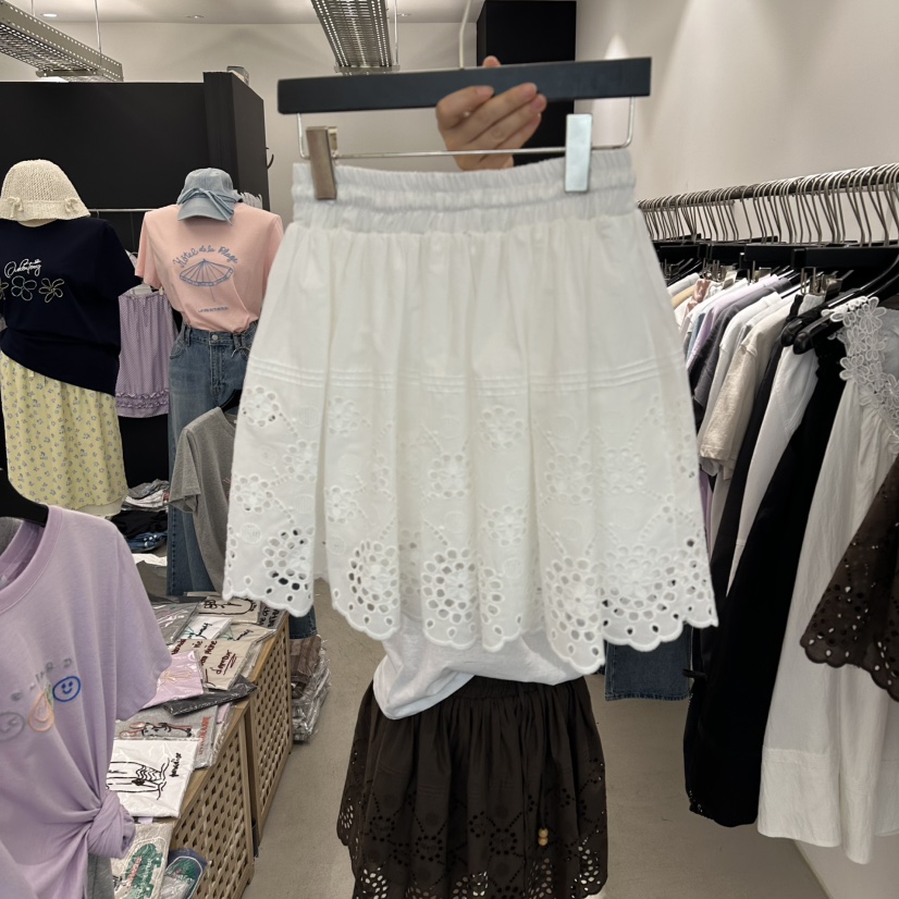 A.CES韓國代購女裝新款推薦時尚熱賣人氣休閑裙褲蕾絲褶裥A.CES裙褲